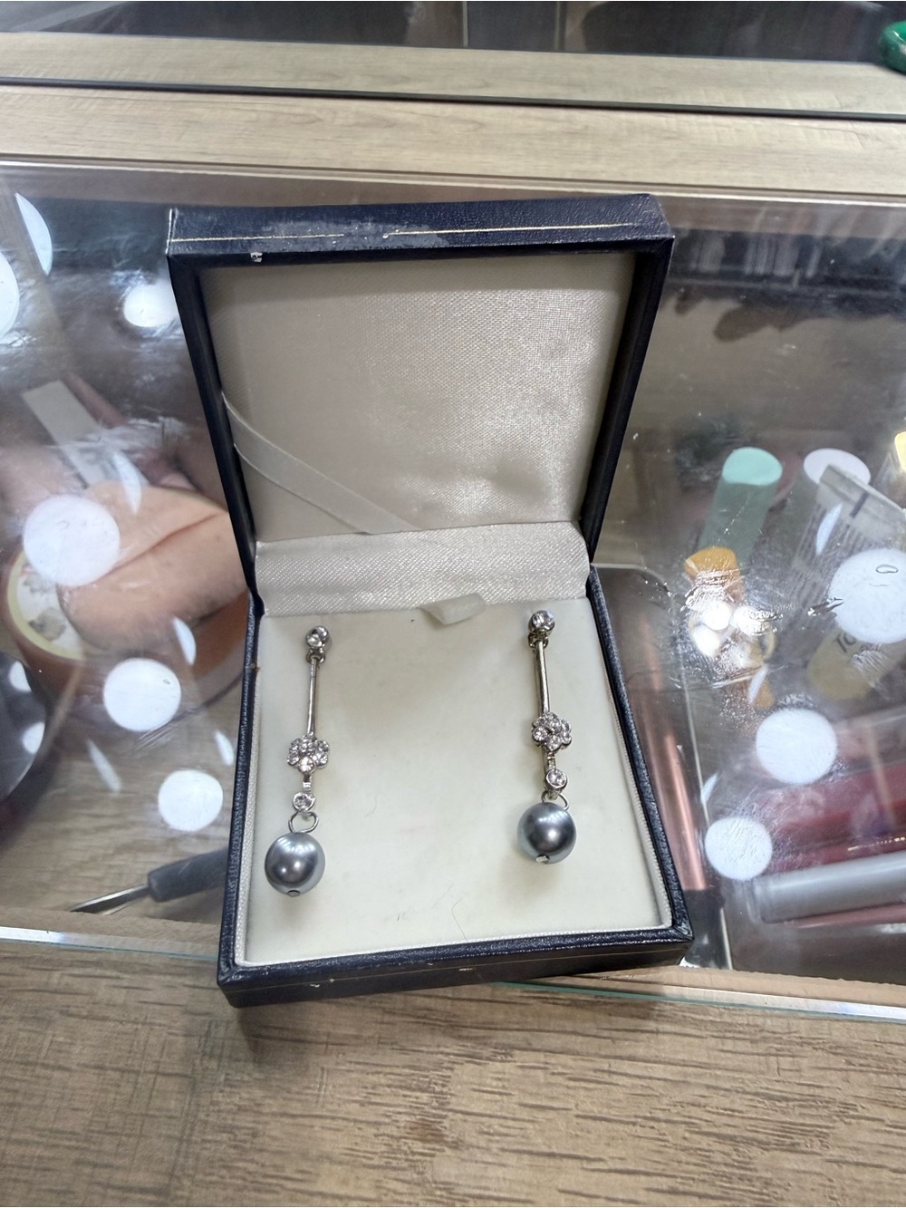 Art de Franco Swarovski Elements and Pearl Dangle Drop Post Earrings